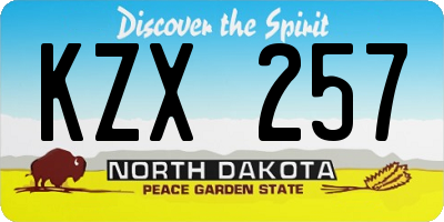 ND license plate KZX257