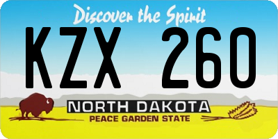 ND license plate KZX260