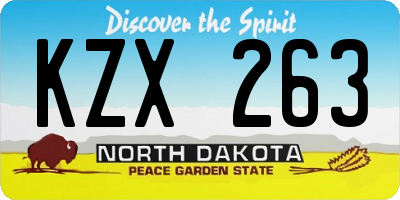 ND license plate KZX263