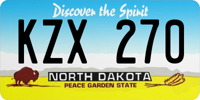 ND license plate KZX270