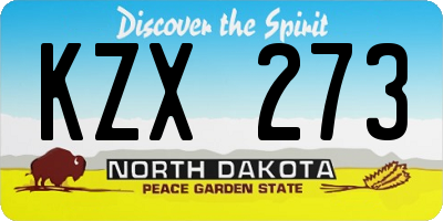 ND license plate KZX273