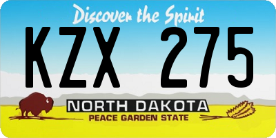 ND license plate KZX275