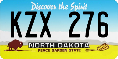 ND license plate KZX276