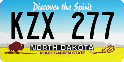 ND license plate KZX277