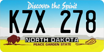 ND license plate KZX278