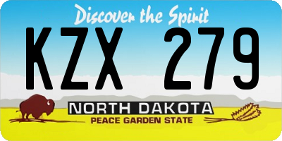 ND license plate KZX279