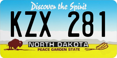 ND license plate KZX281