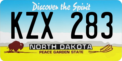 ND license plate KZX283