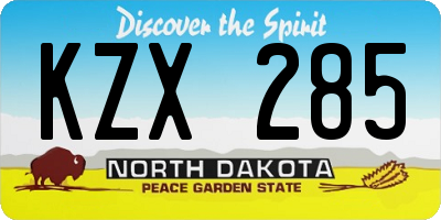 ND license plate KZX285