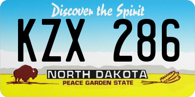 ND license plate KZX286
