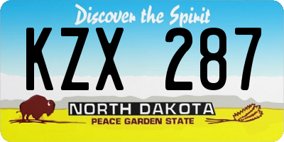 ND license plate KZX287