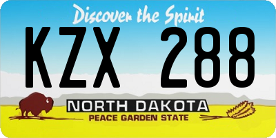 ND license plate KZX288