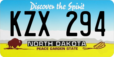 ND license plate KZX294
