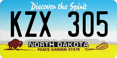 ND license plate KZX305