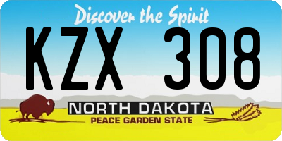 ND license plate KZX308