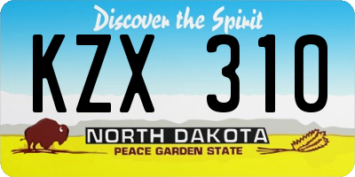 ND license plate KZX310