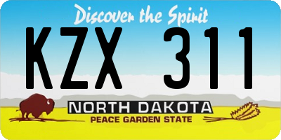 ND license plate KZX311