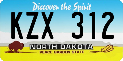 ND license plate KZX312