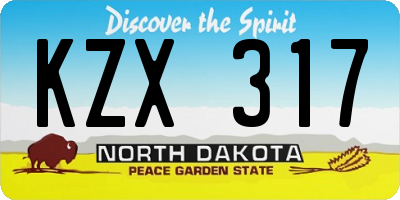 ND license plate KZX317