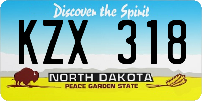 ND license plate KZX318