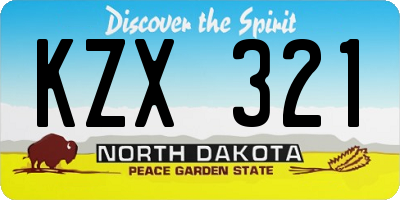 ND license plate KZX321