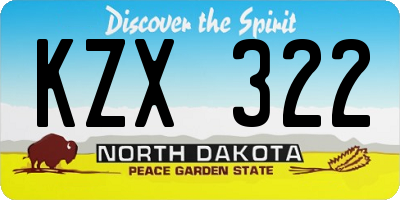 ND license plate KZX322