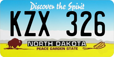 ND license plate KZX326