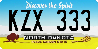 ND license plate KZX333