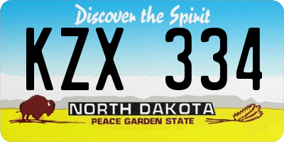 ND license plate KZX334