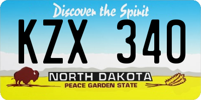 ND license plate KZX340