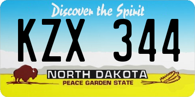 ND license plate KZX344