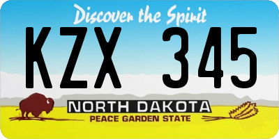 ND license plate KZX345