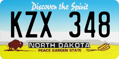 ND license plate KZX348