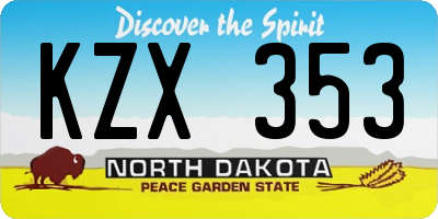 ND license plate KZX353