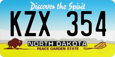 ND license plate KZX354