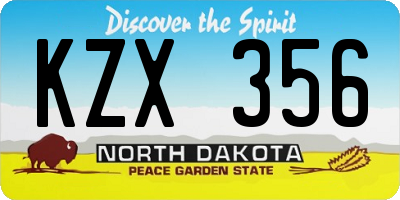 ND license plate KZX356