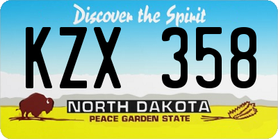 ND license plate KZX358
