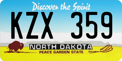 ND license plate KZX359