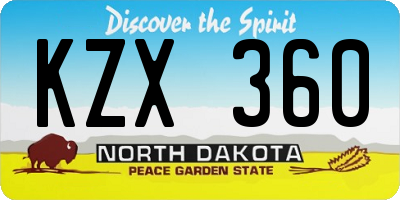 ND license plate KZX360