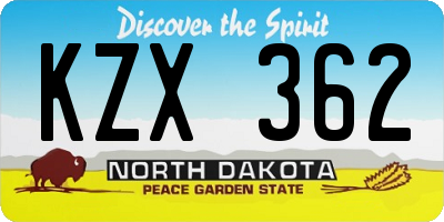 ND license plate KZX362