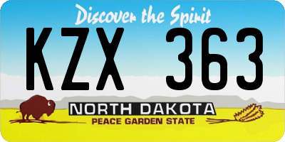 ND license plate KZX363