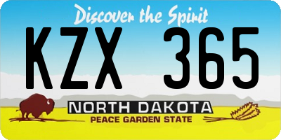 ND license plate KZX365