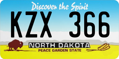ND license plate KZX366