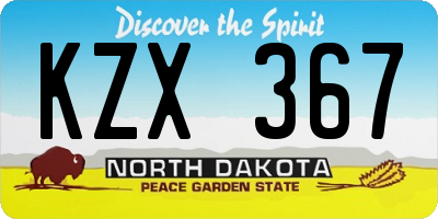 ND license plate KZX367