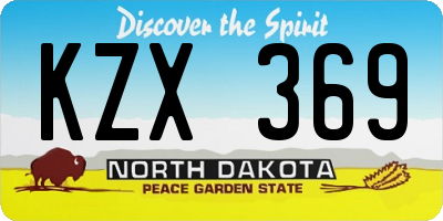 ND license plate KZX369