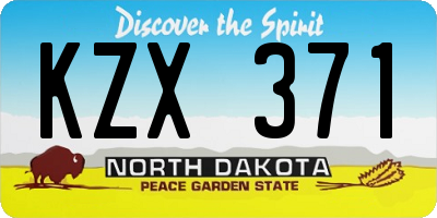 ND license plate KZX371