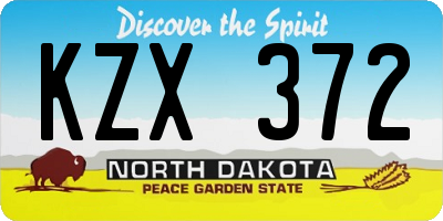 ND license plate KZX372