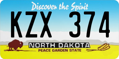 ND license plate KZX374