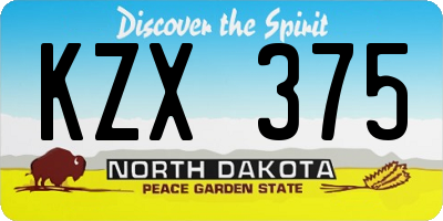 ND license plate KZX375