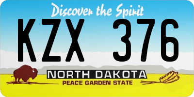 ND license plate KZX376